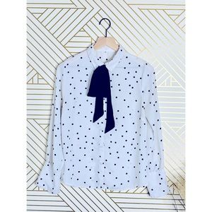 Women’s Polka dot button up blouse with tie